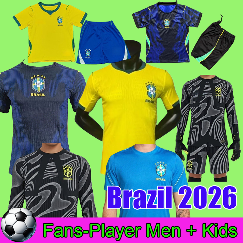 2026 World Cup Brazil National Football Team Jersey and 26 Gabriel Jesus Mens Home away goalkeeper Football jerseys SIZE S-4XL Fans Player Set football shirt kids Kits