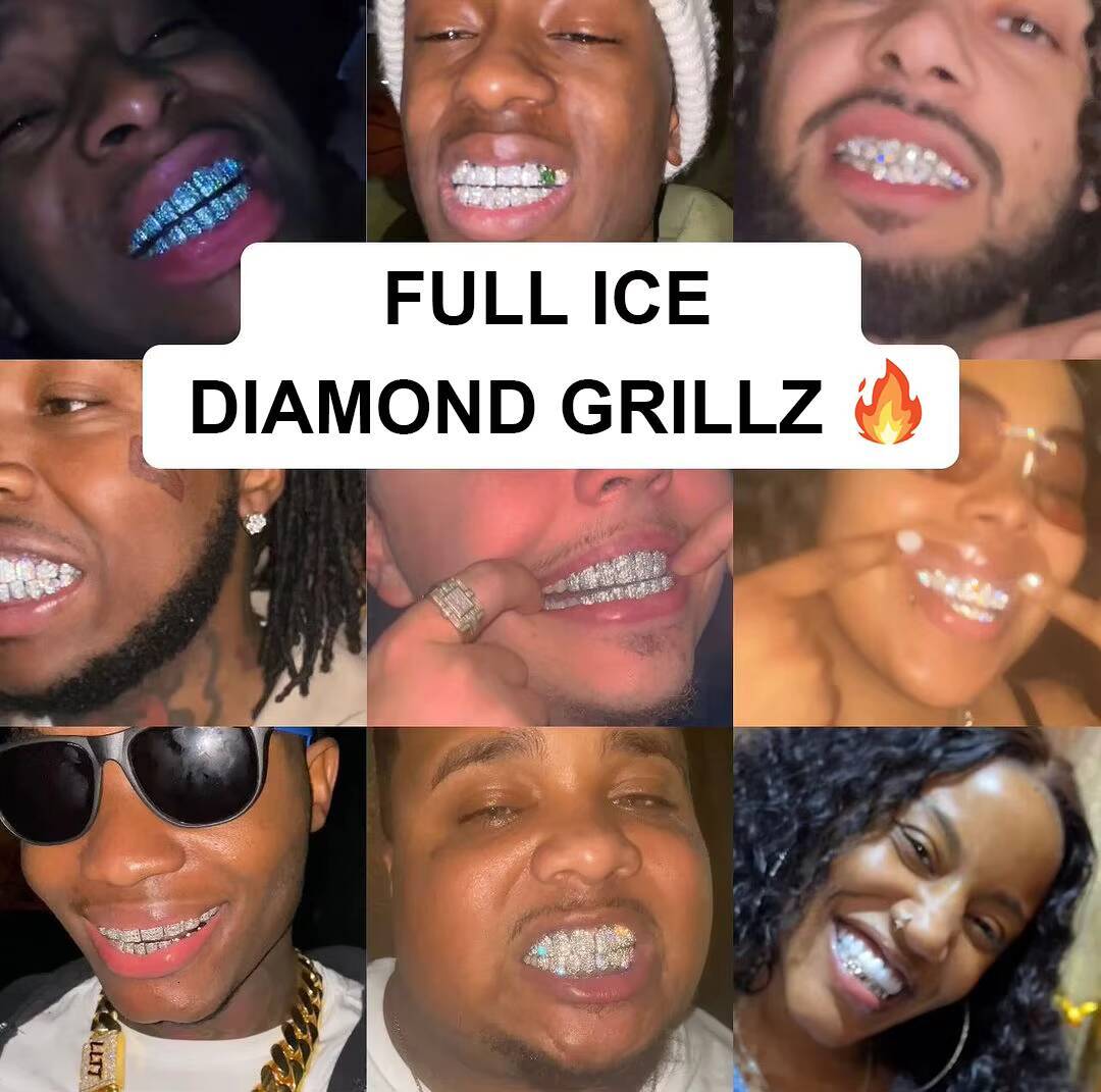 Premium Custom Jewelry Hip Hop Mens Iced Out Custom Mossanite Grills Full Emerald Cut VVS Moissanite Baguette Grillz for Teeth