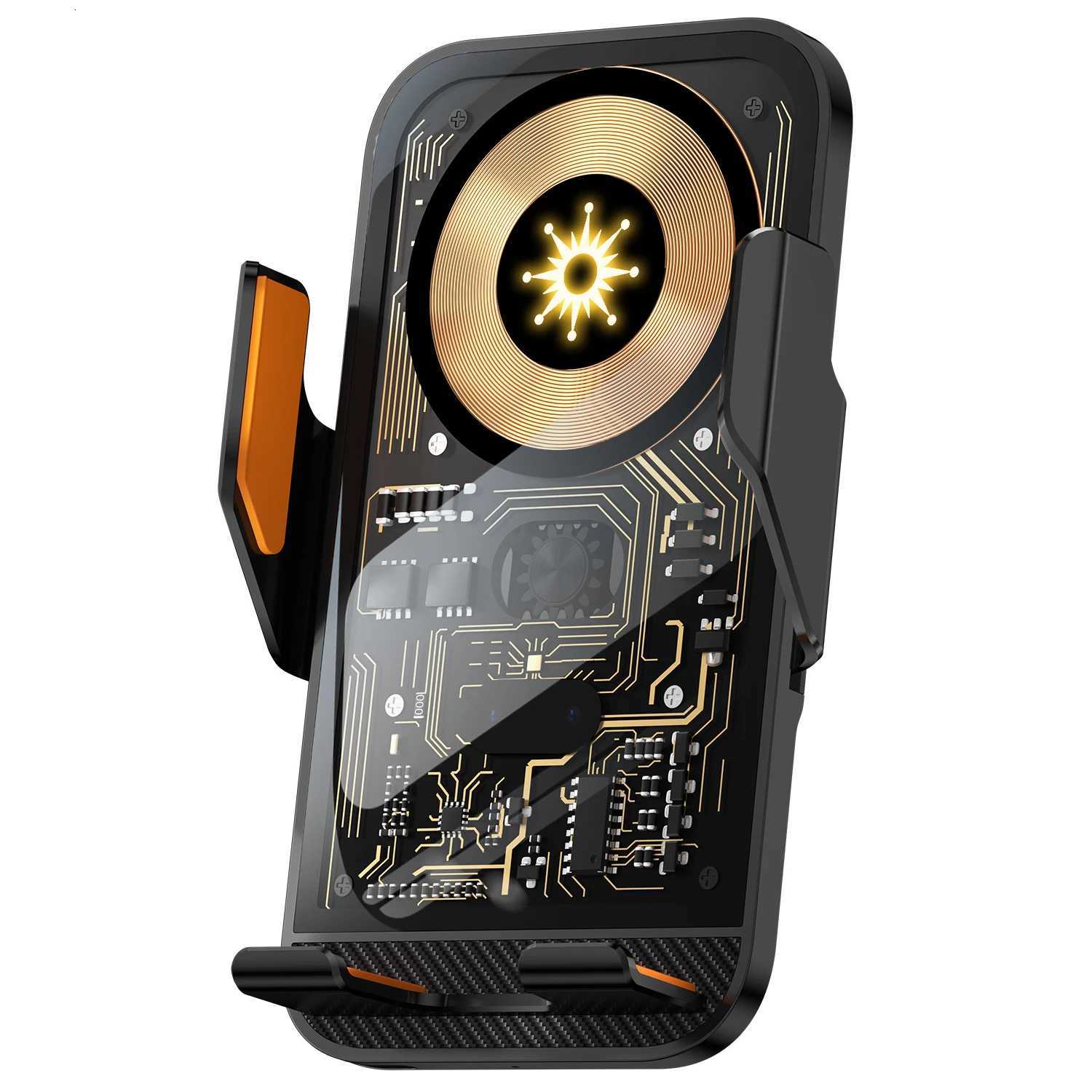 Universal Car Wireless Charging Mobile Phone Holder Air Outlet Mount Transparent Vehicle Navigation Bracket for Smartphones K260307