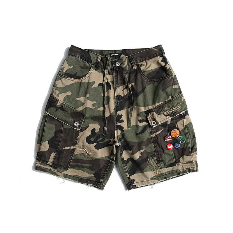 Heavyweight Japanese workwear pocket camo shorts vintage neutral shorts L251225