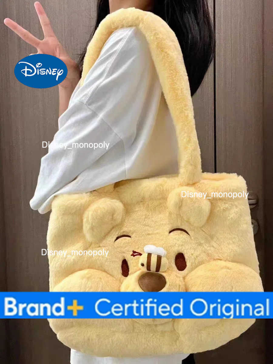 Disney Winnie The Pooh Shoulder Bag Anime Plush Toy Kawaii Large-Capacity Cartoon Leisure Handbag Kid Christmas Girl Gifts H251225