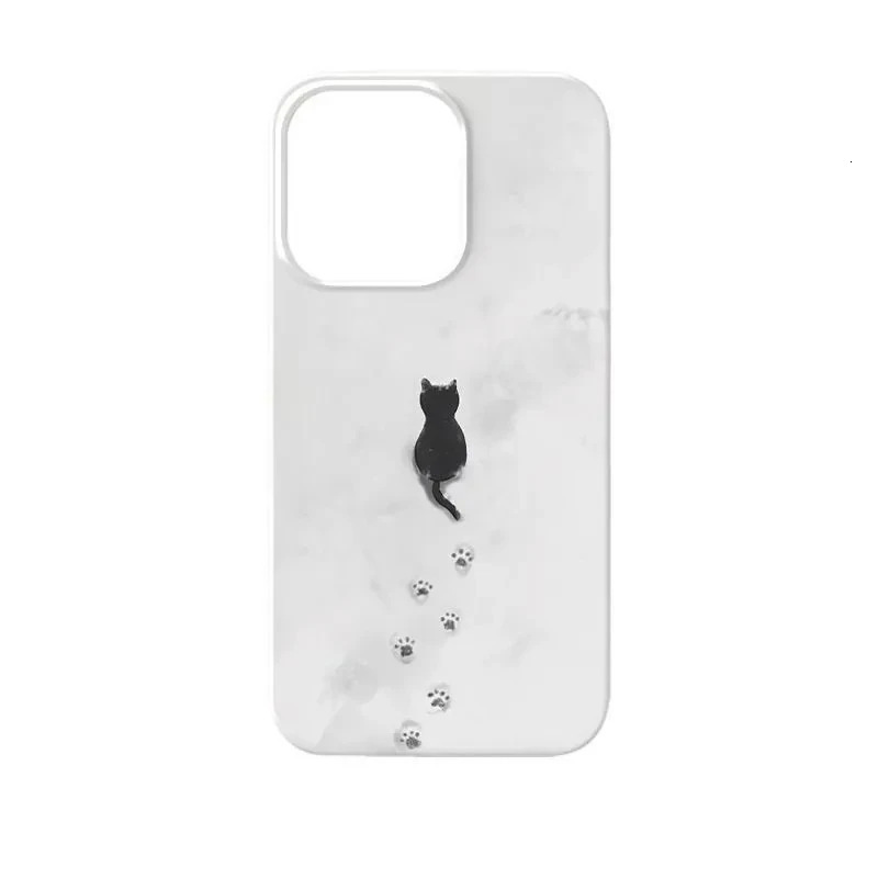 Snow Kitten Footprints Compatible with Apple iPhone 17/16 Pro Case 15 Jelly 13 Simple 14 Large Hole 12