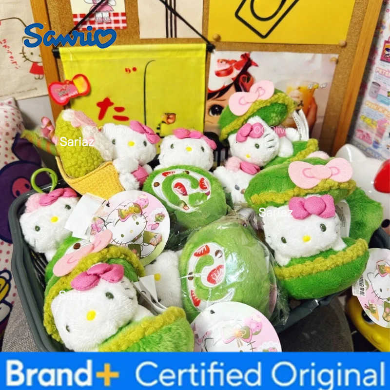 Sanrio Matcha Dessert Series Hello Kitty cake Roll Plush doll Keychains kawaii Donut IceCream curly hair Kitty cat Stuffed toy H251225