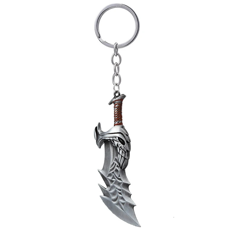 Fashion God Of War 4 Keychain Kratos Axe Demon Knife Weapons Model Key Chain Chaveiro Men Cosplay Keyring Car Accessory 251216
