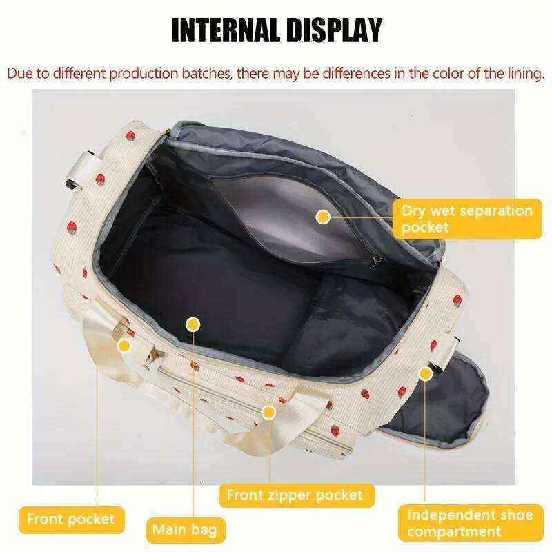 Large Capacity Casual Strawberry Print Duffel Bag with Multiple Compartments - Ideal for Travel, Gym, and Everyday Use X251225