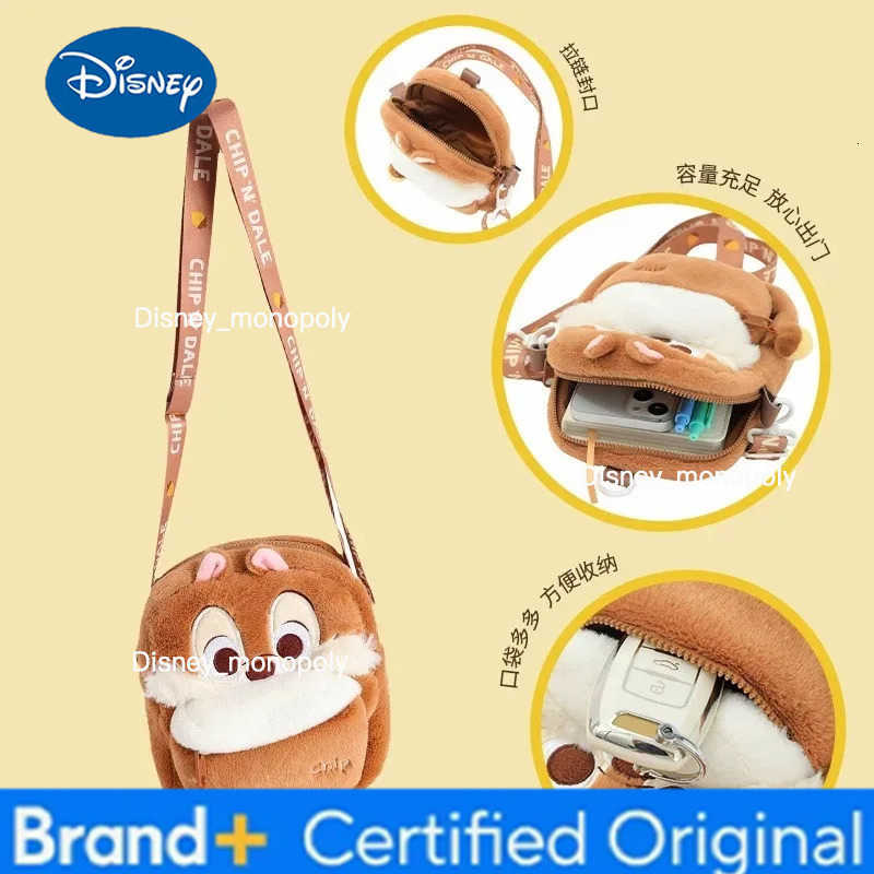 Disney 2025 Stitch Winnie Bear Cute Plush Crossbody Bag Cartoon Doll Mobile Phone Bag H2512251