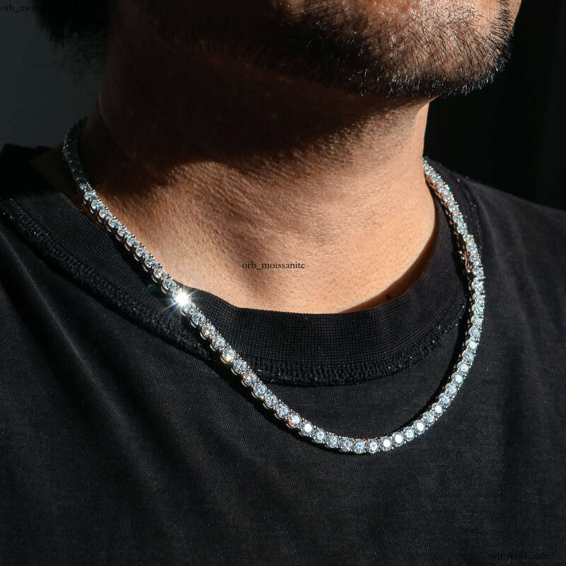 Hiphop 6mm Necklace Cross Pendant SVVS Iced Out Silicon Stone Tennis Chain - view 4