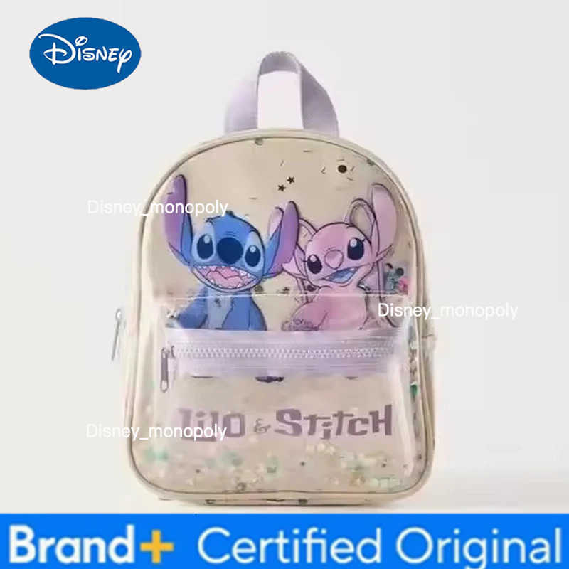Disney 6 styles Kawaii Lilo Stitch Plush or Glossy Messenger Bag Cartoon Large-Capacity Student Backpack Kindergarten Bag Gift H251225