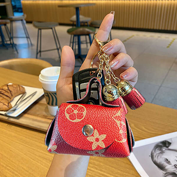 Cute Mini Leather Small Coin Purse Earphone Storage Old Flower Pendant Card Holder Key Bag for Women