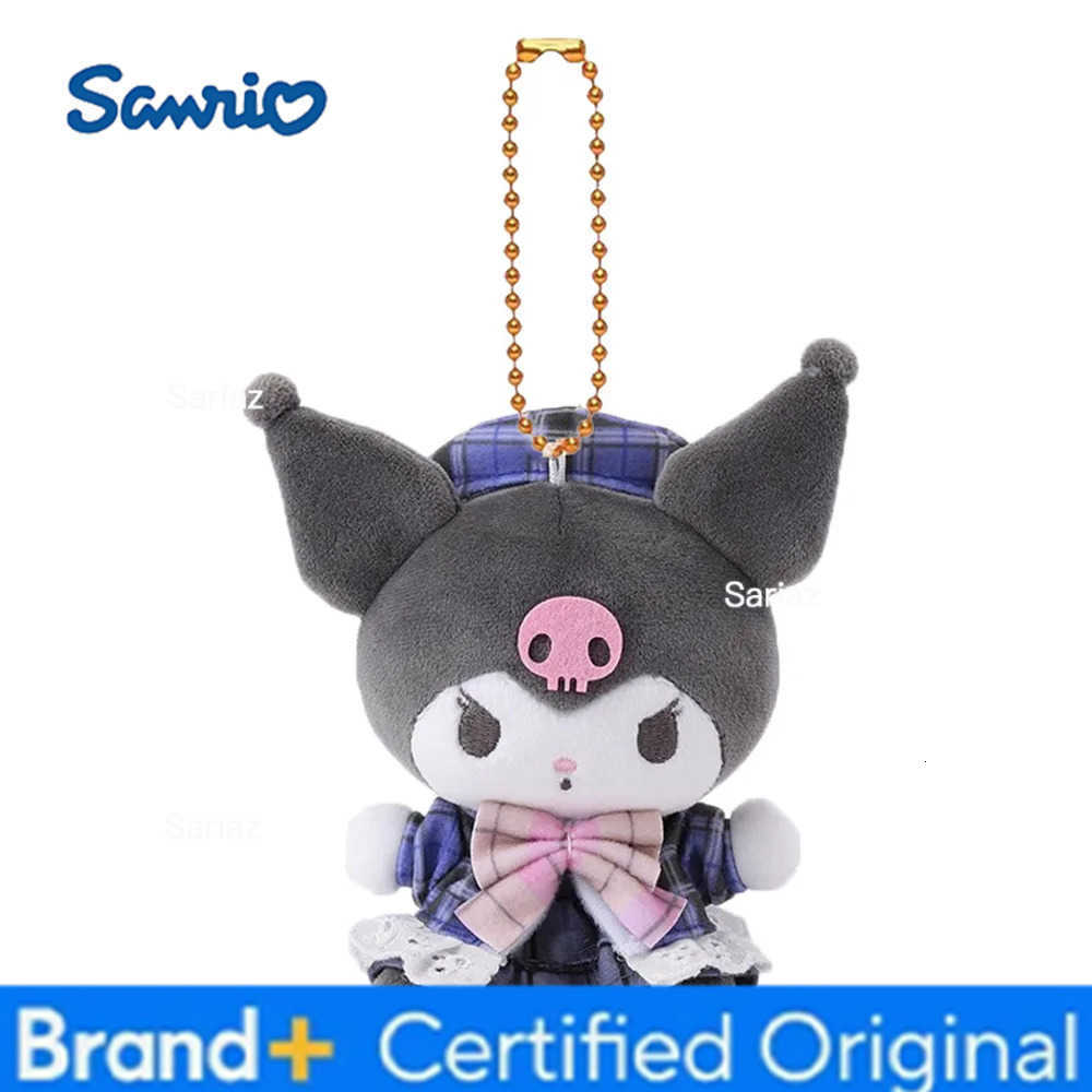 Sanrio Retro Grid Kitty Cinnamoroll Hanton Kuromi My Melody Pochacco Pompompurin 10CM Pendant Keychain Plush Doll Toy H251225