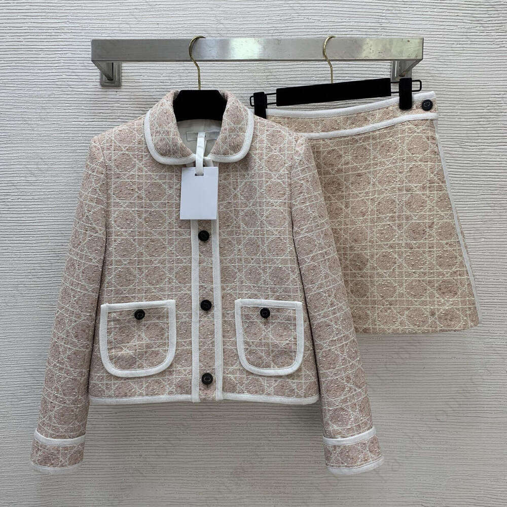 women skirt set brand jacket 2pcs overskirt set fashion logo coat two-piece casual skirt vacation doll collar coat suit designer for women skirt Dec 24 0c2b