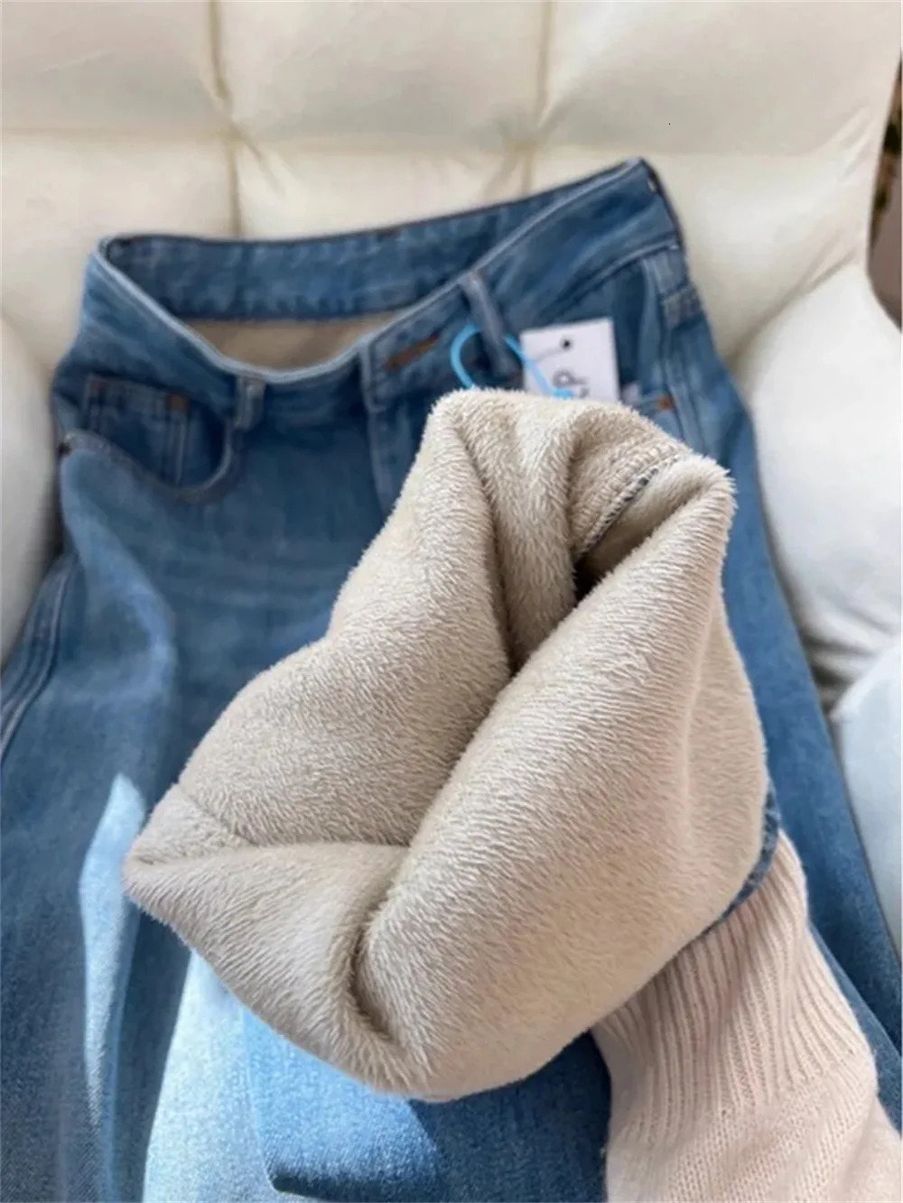 Winter Warm Thicken Jeans Women High Waisted Wide Leg Denim Pants Vintage Street Style Straight Harajuku Korean Fashion Trousers 251225