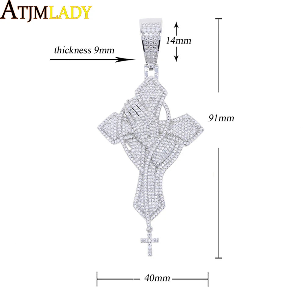 2025 Iced Out Cross Pendant Necklace For Women Men Star Link Chain Bling CZ Charm Fashion Hip Hop Jewelry 251118ww - view 6