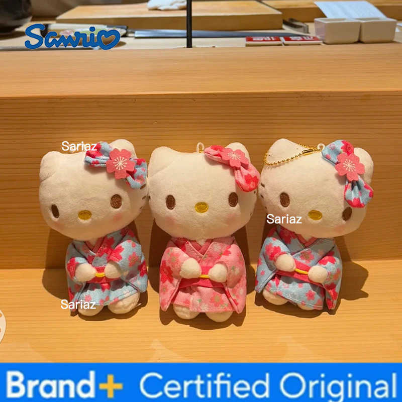 Sanrio Cute Hello Kitty Kimono Plush Doll Anime Figure Japanese Style Sakura Keychain Bag Accessory Girlfriend Gifts H251225