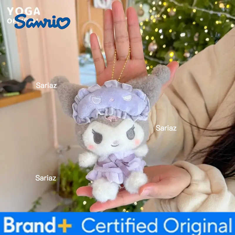 Sanrio 10Cm Cartoon Animation Hello Kitty Cinnamoroll Kuromi My Melody Eye Mask Plush Doll Keychain Kawaii Couple Backpack Pendant Gift H251225