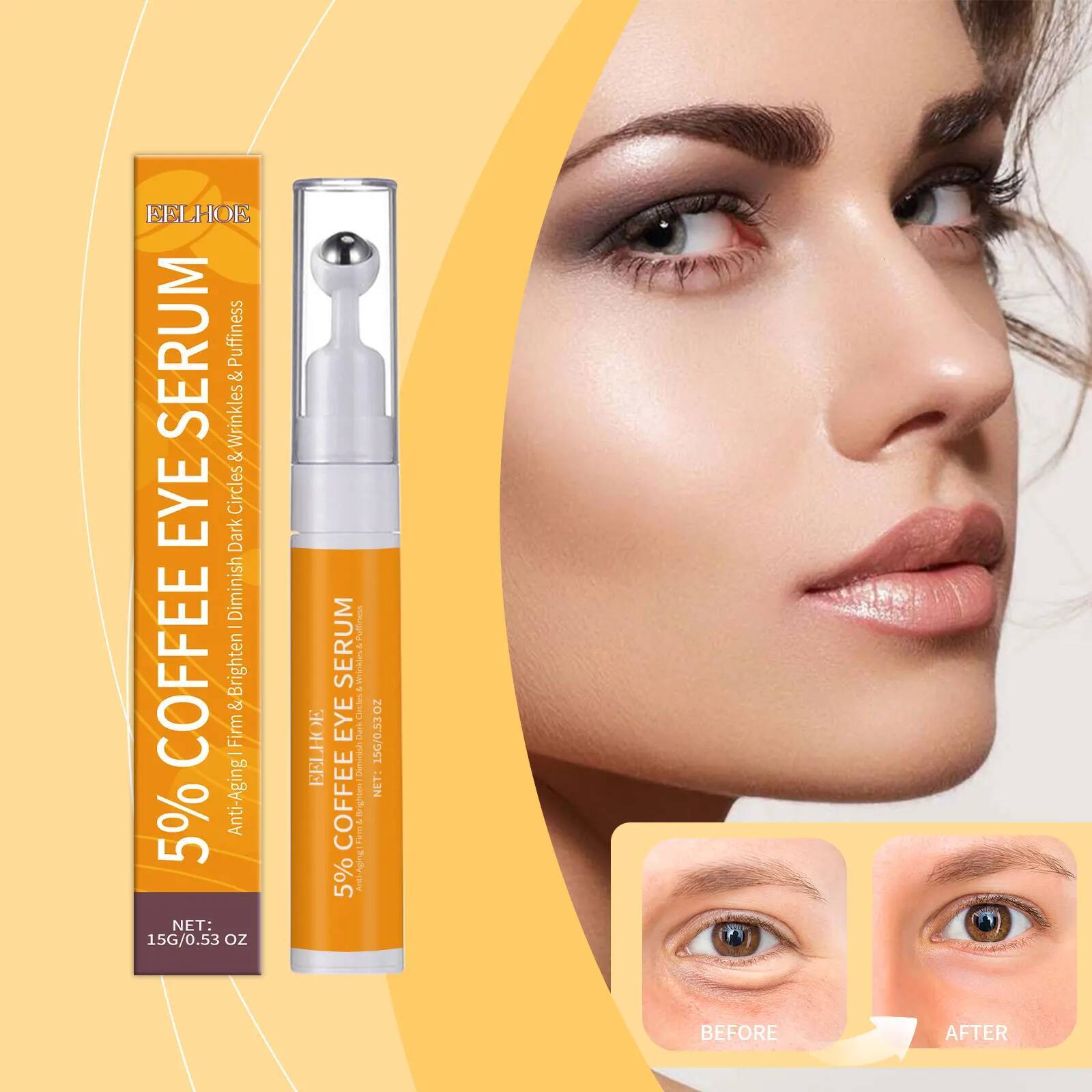 Bestseller 5% Coffee Serum Fade Eye Fine Line Collagen Lightens Dark Circles Bags Puffiness Tighten Moisturizing Under Eyes Skin Care ddmySat