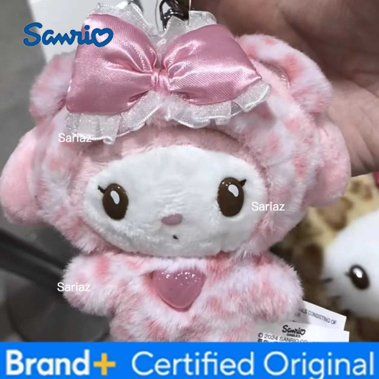 Sanrio Leopard Print Bear Series Hello Kitty Keychain Pendant Cartoon Kitty Cat Plush Doll Pendant Keychain Bag Birthday gifts H251225