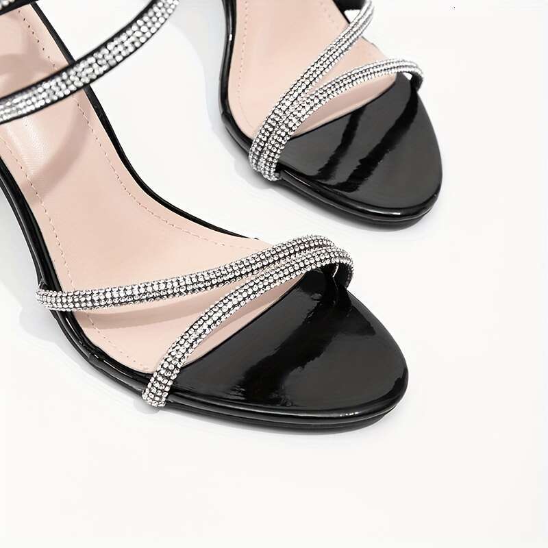 For Parties Ladies Summer Sandals With Thin High Heels Ankle Straps Sequins A Shiny Finish Perfect For Elegant Dresses And Parties MOJIDASHU