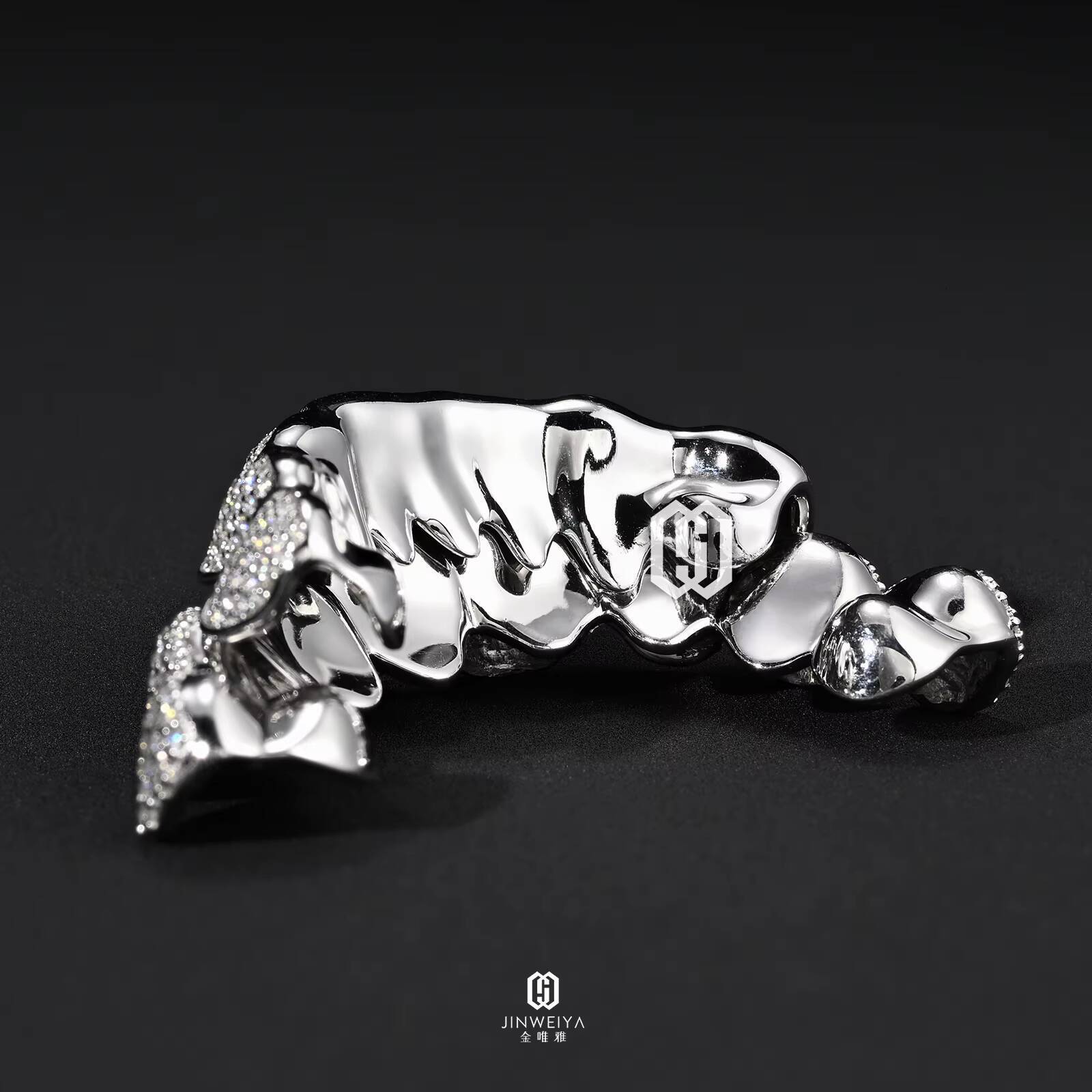 Custom Pass Diamond Tester Hiphop 925 Sterling Silver Iced Out 8 Top 8 Bottom Moissanite Teeth Grillz GRA Certified