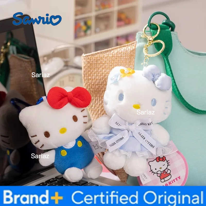Sanrio Genuine Hello Kitty Cute Girl Keychain Car School bag Pendant Kids Plush Toys Keyring Plushier Birthday Thanksgiving Gift H251225