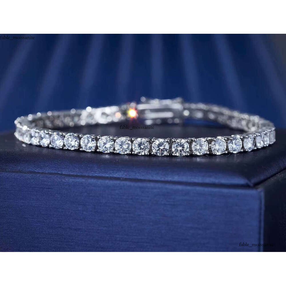 Women's 7inch VVS Moissanite Rhodium Plated Waterproof Hot Silver Fashion 4mm Link Tennis Bracelet