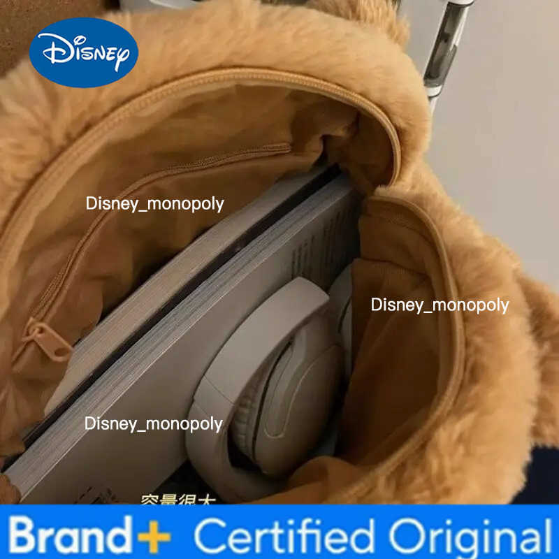 Disney Chip Plush cute single layer zipper large capacity shoulder bag tote bag student armpit bag travel bag girl birthday gift H251225