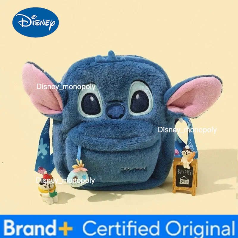 Disney 2025 Stitch Winnie Bear Cute Plush Crossbody Bag Cartoon Doll Mobile Phone Bag H2512251