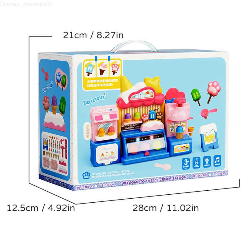 Disney Children Ice Cream Toy for Girl Play Dough Color Machine With Music and Light Boy Toy Food Fake Kids Supermarket 3 Years Gifts H251225 H251225