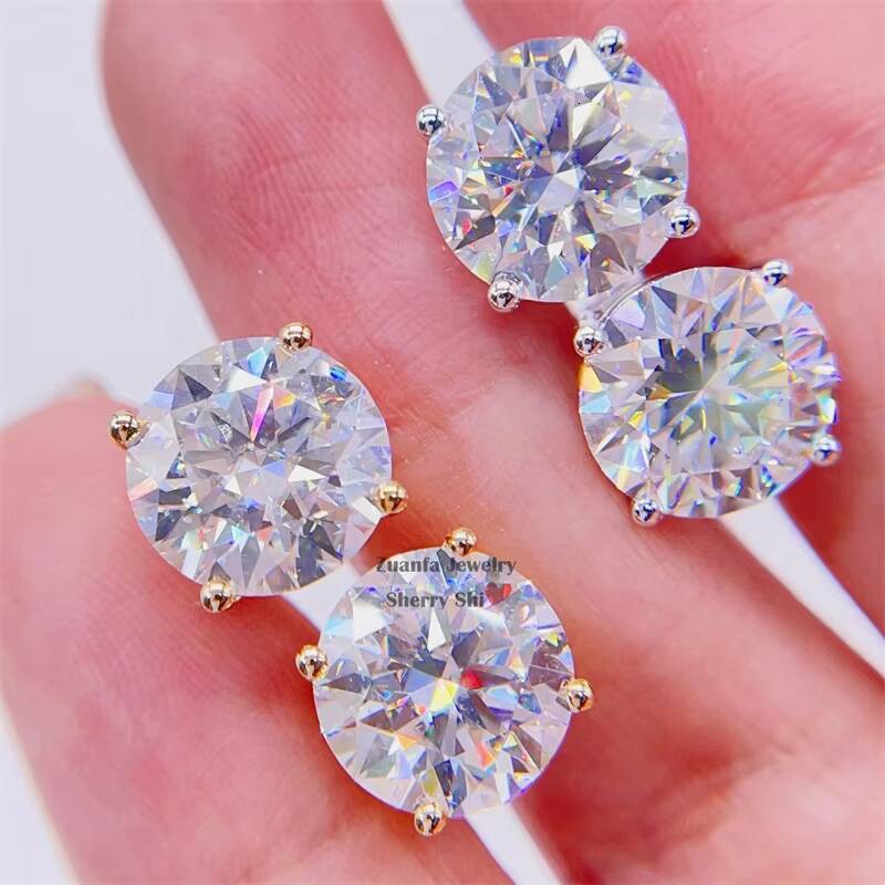 Fast Shipping Wholesale Classical Stud Earrings 925 Sterling Silver Jewelry 5mm 65mm 8mm VVS Moissanite Stud Earrings