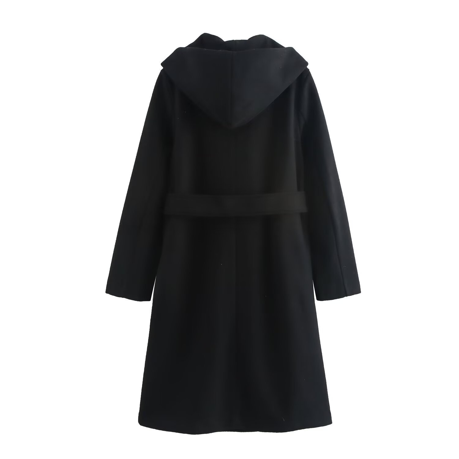 Nlzgmsj TRAF autumn winter wool coat beige solid double-layer breathable hooded coat casual womens fashionable top 240828 - view 6