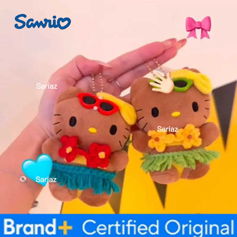 Sanrio Hello Kitty Hawaiian Plush Toy Backpack Pendant Cute Pendant Keychain Creative Vacation Series A Birthday Gift For Girls H251225
