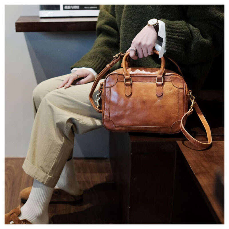 Luxury Shoulder Bags Totes Hobo High End Minimalist Crossbody Boston Bag Spring New Korean Style Vegetable Tanned Leather Fashion Handbag For Women