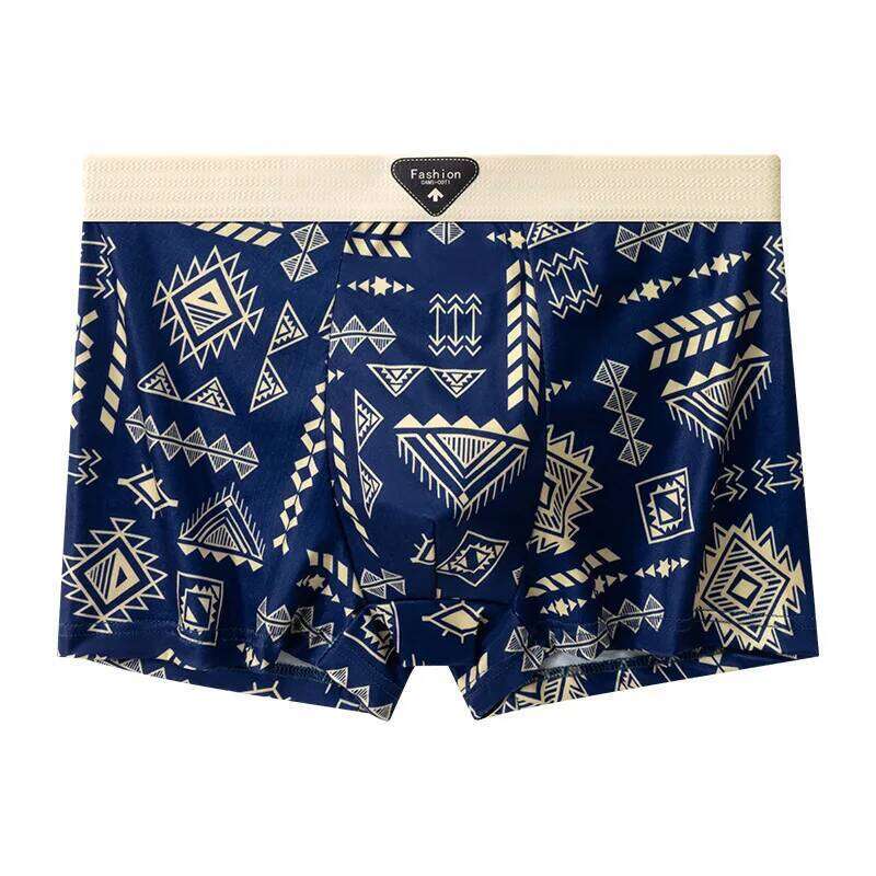 4Pcs Boxer Shorts Men's Underwear Ice Silk Underpants Sexy Panties Printed Boyshort Breathable Elastic Lingerie Plus Size L-4XL X251225