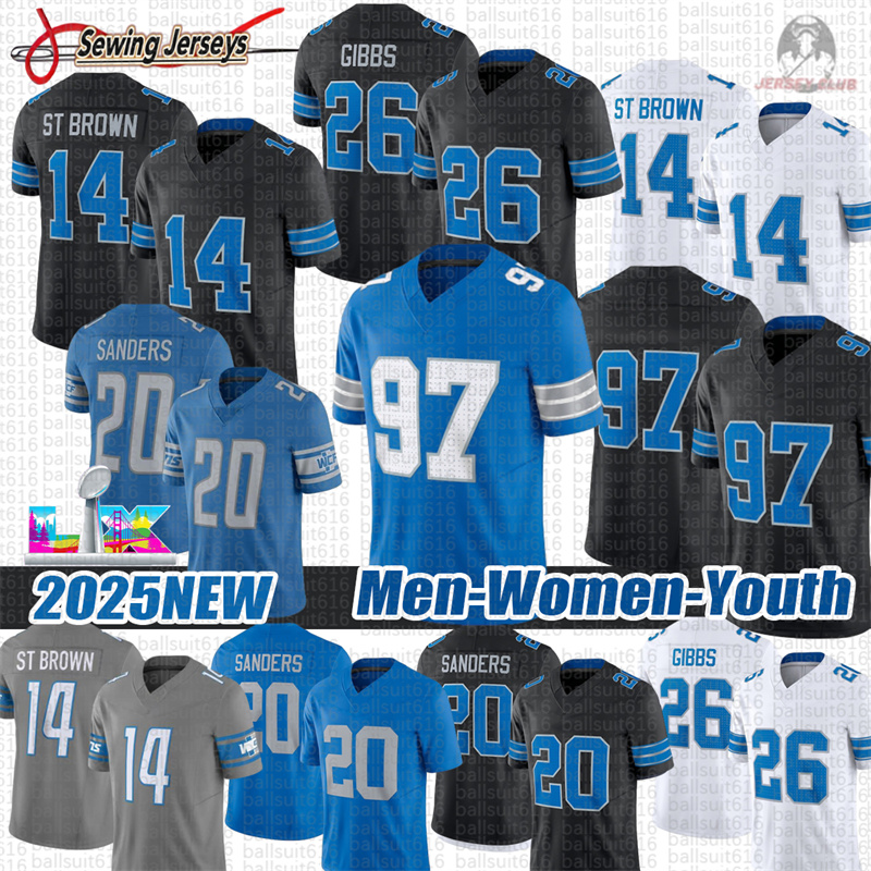 Detroitcity lions jersey Jahmyr Gibbs Jared Goff StBrown Jameson Williams 97 Hutchinsons Sam LaPorta Penei Sewell Football Jerseys