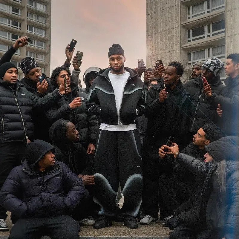 2026 Futuristic Print Sweatshirts Y2K Harajuku Hoodie Men Black Tracksuit Streetwear Graphics Hoodies for 251225