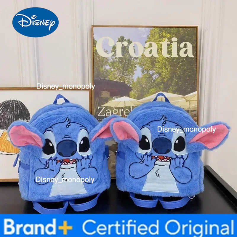 Disney high-quality sewn plush backpack cartoon fashion 3D mini womens backpack large capacity cute childrens school bag H251225