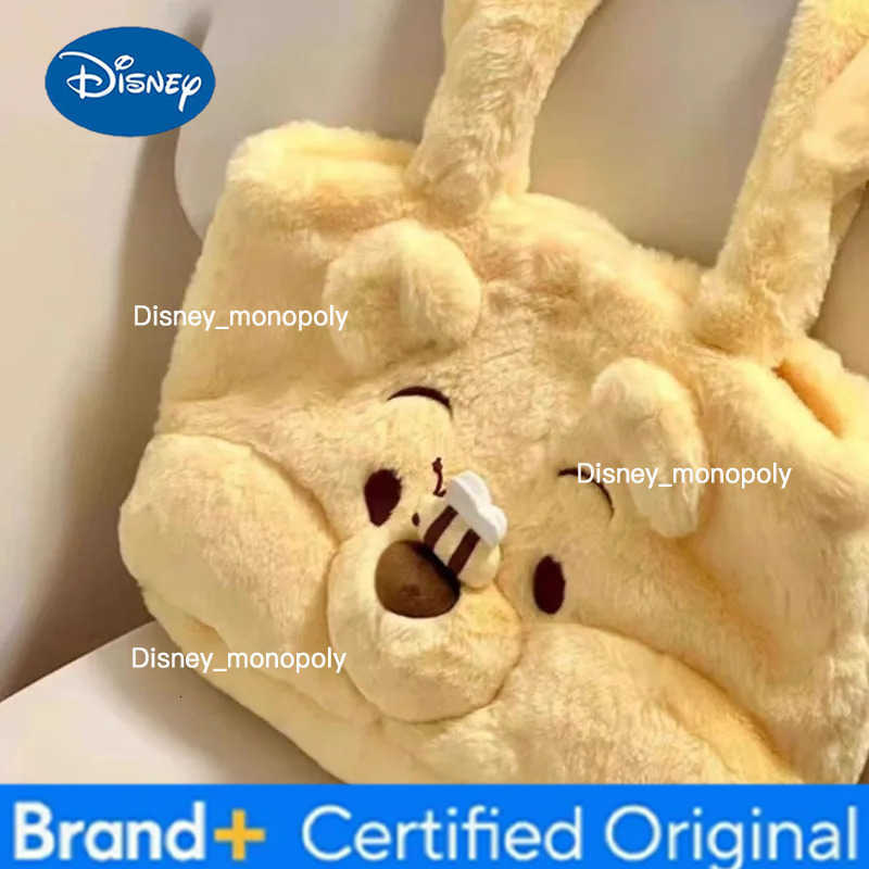Disney 2025 New Autumn and Winter Large-capacity One-shoulder Tote Bag Winnie Bear Plush Bag Student Commuter Handbag H251225