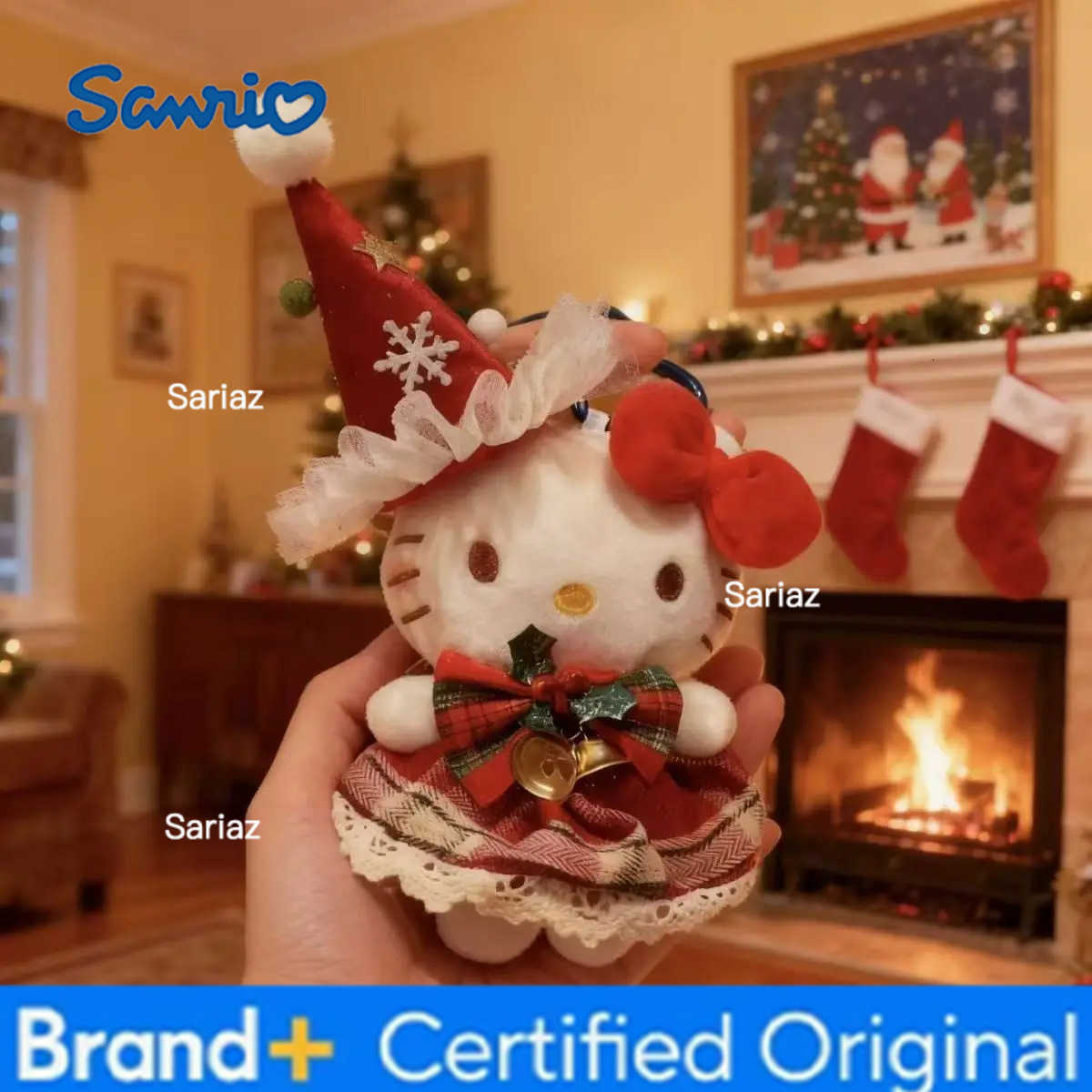 Sanrio Hello Kitty Cute Cartoon Santa Claus Autumn Winter Plush Keychain Package Ornament Friend Girl Birthday Christmas Gifts H251225