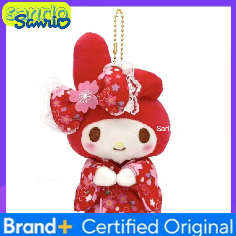 Sanrio New 12cm Japanese Cute Sakura Kimono Series Kuromi My Melody Cinnamoroll Stuffed Plush Toy Cartoon Pendant Doll For Gift H251225