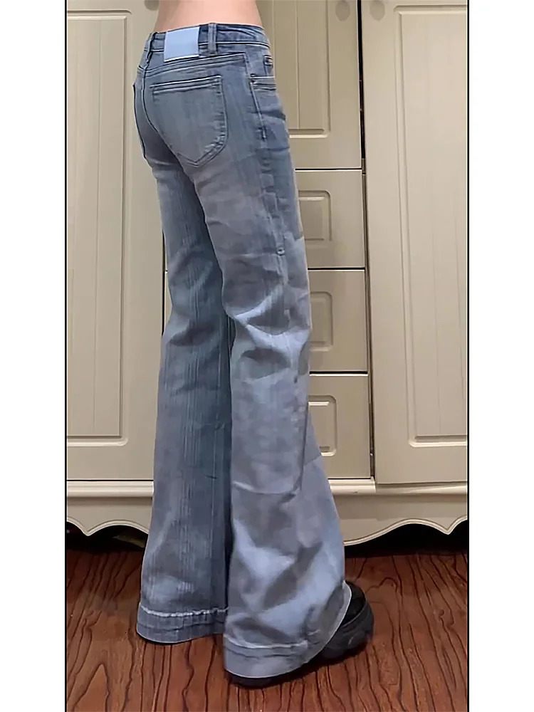 Autumn Winter Women Vintage 2000s Low Rise Flare Denim Pants Y2k Japanese Streetwear Bootcut Jeans Baggy Bell Bottom In 251225