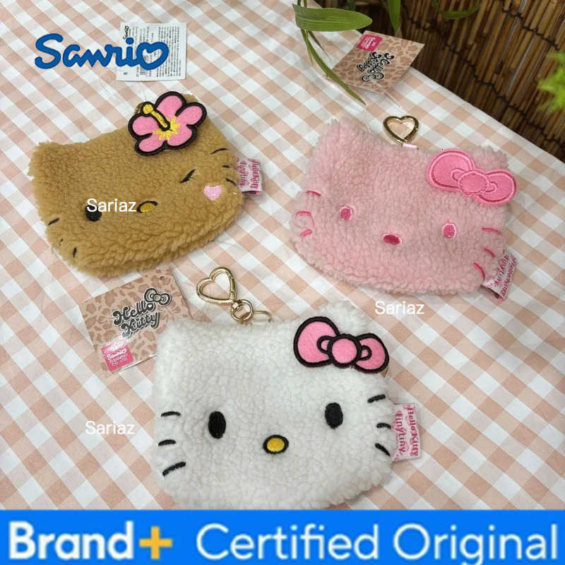 Sanrio kawaii Hello Kitty tiny Plush Coin Purse Storage Bag Cartoon Hot Pink Black Kitty Originality Printing Cosmetic Bag Gift H251225