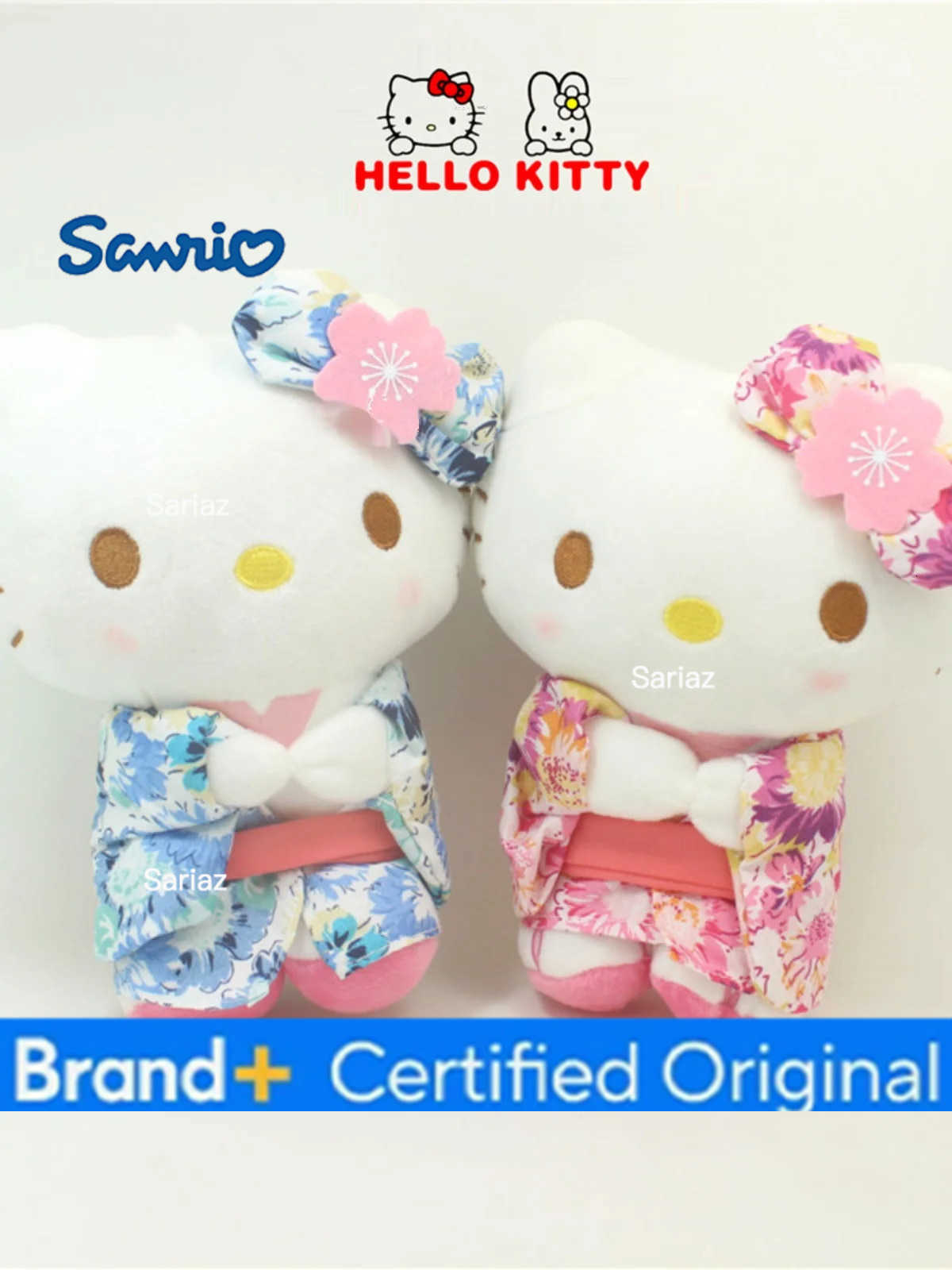 Sanrio Kawaii Hello Kitty Cotton Toy Kimono Dress up KT Plush Doll Toys Hand-Made Wedding Car Head Decoration Gift For Girl Kids H251225