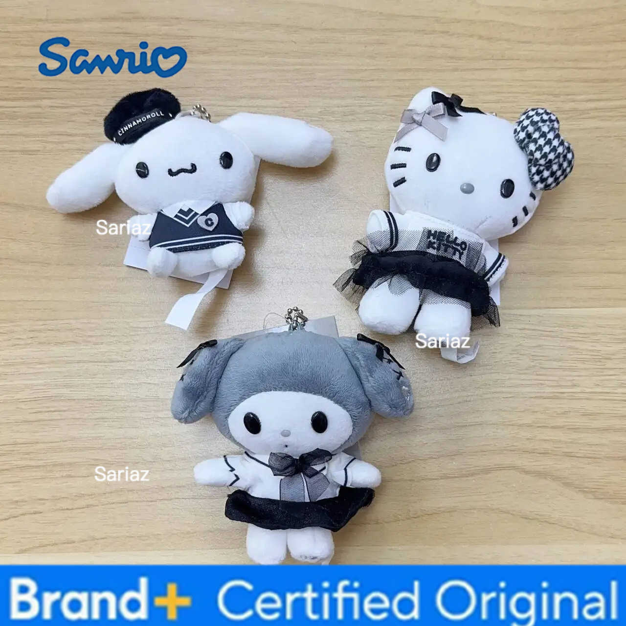 Sanrio Black and White Kitty Kuromi Cinnamoroll 10CM Pendant Keychain Plush Doll Toy H251225