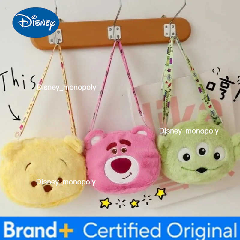Disney Sweet cute Lotso Alien Winnie the Pooh student fashion simple versatile outdoor portable shoulder crossbody plush bag H251225