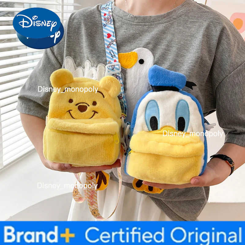 Disney Winnie The Pooh 2025 New Plush Backpack Girl Plush One Shoulder Messenger Bag Cartoon Fashion Childrens Mini Backpack H251225