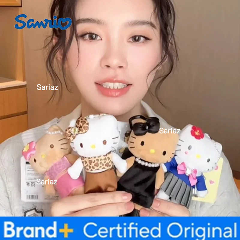 Sanrio Kawaii Hello Kitty Leopard Print Long Leg Doll Keychain Black Animation Peripheral Cute Plush Keychain Girls Birthday Gifts H251225
