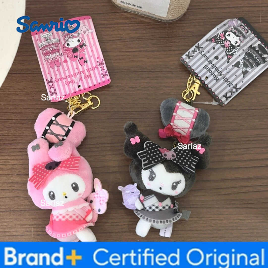 Sanrio Kawaii 50th Anniversary Limited My Melody Plush Doll Keychain Kuromi Stuffed Keyring Girly Backpack Pendant Bestie Gifts H251225