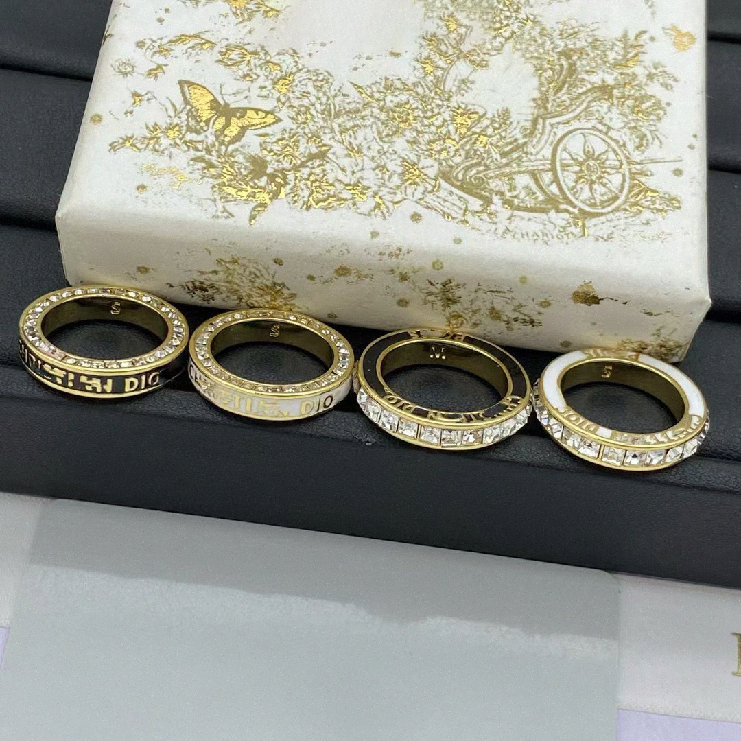 Enamel Diamond Ring Women Designer Rings Letter Edition Brass Rings High Version Band Ring Stainless Luxury jewelry gift 18K Gold rings