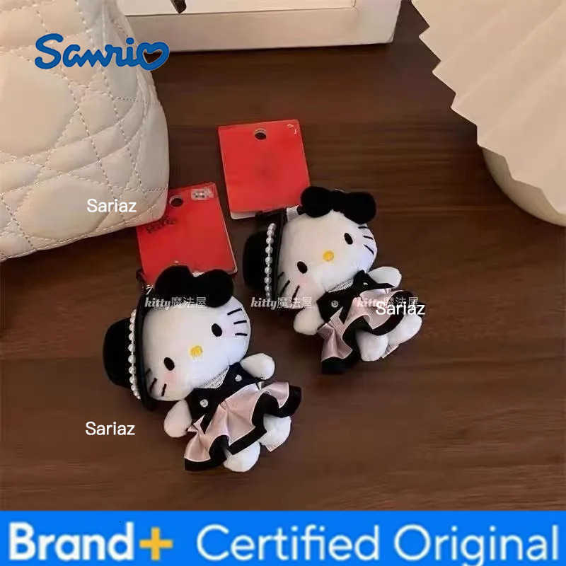 Sanrio Plush Filled Pendant Keychain Kawaii Hat Exquisite Dolls Hello Kitty Satin Skirt Bag Pendant A Birthday Gift for Girls H2512251