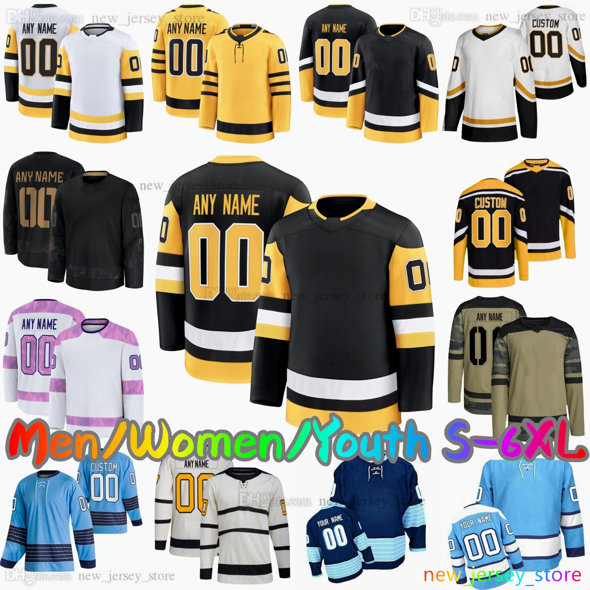 2025-26 Custom S-6XL 87 Sidney Crosby Ice Hockey Jersey 71 Evgeni Malkin 58 Kris Letang 65 Erik Karlsson 17 Bryan Rust 66 Mario Lemieux 39 Anthony Mantha Stitched Jerseys